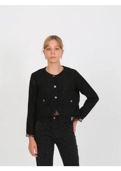 Kız Çocuk Siyah Simli Tüvit Ceket indirimleri