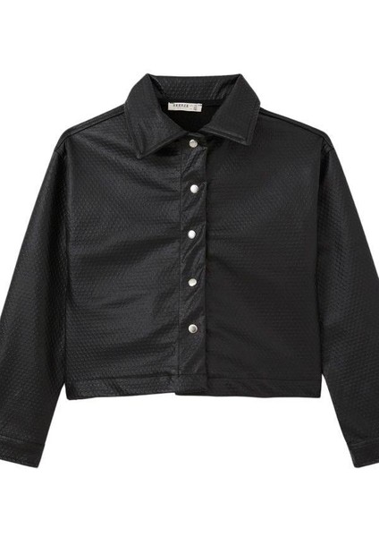 Kız Çocuk Kabartma Desenli Çıtçıtlı Deri Ceket fiyatları