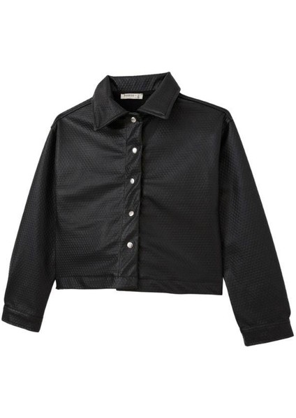 Kız Çocuk Kabartma Desenli Çıtçıtlı Deri Ceket fırsatları