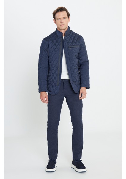 Standart Fit Erkek Overcoat Uzun Kol Dik Yaka Desenli Midi Kesim fiyatları