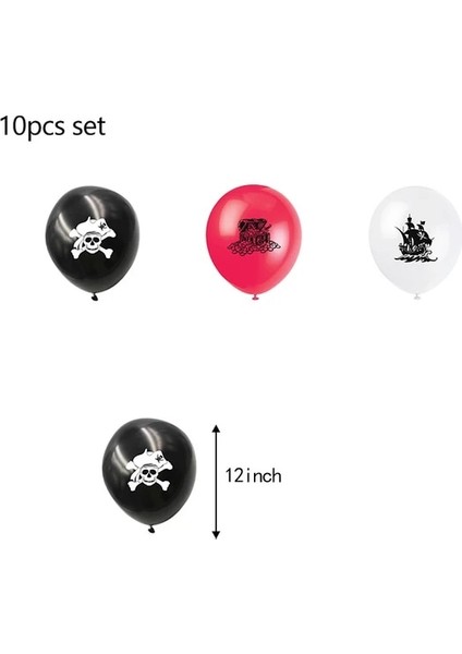 10 Adet Balon Korsan Gemisi Doğum Günü Partisi Malzemeleri Kafatası Numarası Balon Tabaklar Peçeteler Bebek Duş Parti Iyilik Banner Kek Süslemeleri Çocuklar (Yurt Dışından)