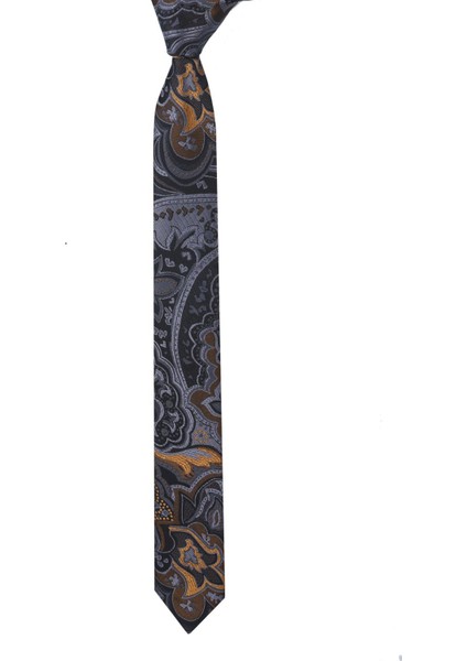 Dar Kesim Gri - Gold Desenli Slim 6 Cm. Hand Made Kravat fiyatları