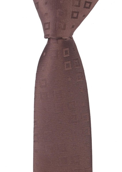 Dar Kesim Kahverengi Desenli Slim 6 Cm. Hand Made Kravat