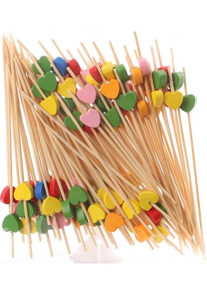 G Karışık Kalp 100 Adet Tek Kullanımlık Bambu Şiş Yiyecek Kürdanları Büfe Cupcake Meyve Çatalı Parti Kek Tatlı Salata Sebze Çubukları Kürdan Şiş (Yurt Dışından)