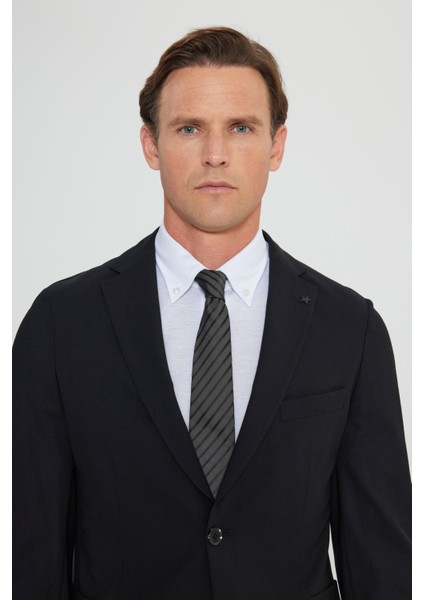 Slim Fit Dar Kesim Mono Yaka Yünlü Takım Elbise modelleri