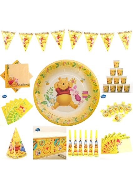 1 Adet Kek Dekor Disney Winnie The Pooh Tema Çocuklar Için Doğum Günü Dekorasyon Fincan Plaka Masa Örtüsü Zemin Bebek Duş Doğum Günü Partisi Malzemeleri (Yurt Dışından)