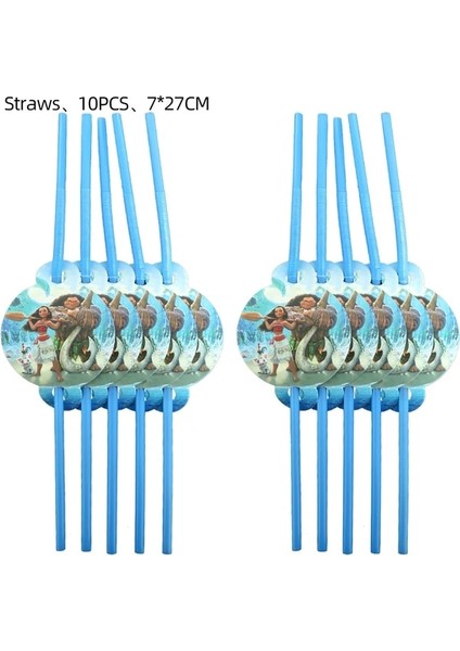 Pipet-10 Adet Disney Moana Doğum Günü Partisi Dekorasyon Malzemeleri Çocuklar Bebek Duş Sofra Bardak Tabaklar Afiş Balonlar Olay Dekor Hediye Şekeri (Yurt Dışından)