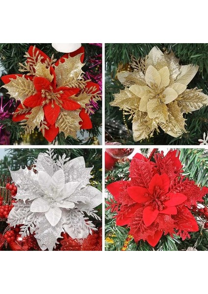 Style-E3 5 Adet 14 cm Yapay Noel Çiçekleri Altın Gümüş Kırmızı Yapay Çiçek Başları Noel Yeni Yıl 2023 Dekor Için Noel Ağacı Çiçekler (Yurt Dışından) fiyatları