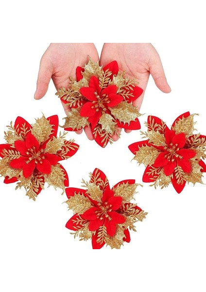 Style-E3 5 Adet 14 cm Yapay Noel Çiçekleri Altın Gümüş Kırmızı Yapay Çiçek Başları Noel Yeni Yıl 2023 Dekor Için Noel Ağacı Çiçekler (Yurt Dışından) modelleri