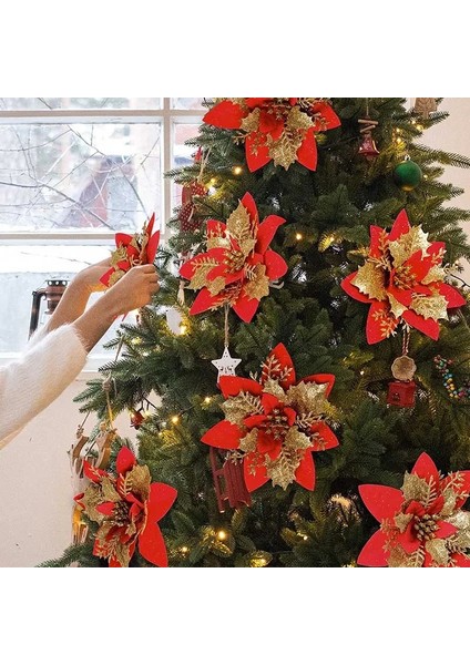 Style-E3 5 Adet 14 cm Yapay Noel Çiçekleri Altın Gümüş Kırmızı Yapay Çiçek Başları Noel Yeni Yıl 2023 Dekor Için Noel Ağacı Çiçekler (Yurt Dışından) fırsatları
