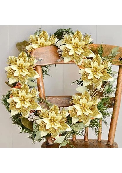 Style-E3 5 Adet 14 cm Yapay Noel Çiçekleri Altın Gümüş Kırmızı Yapay Çiçek Başları Noel Yeni Yıl 2023 Dekor Için Noel Ağacı Çiçekler (Yurt Dışından) indirimleri