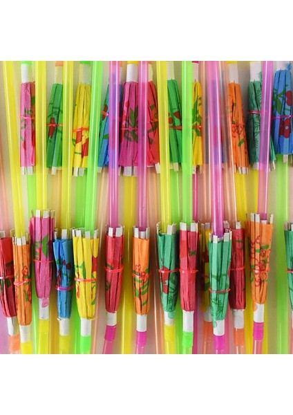B01 100 Adet 25/50/100 Adet Şemsiye Kokteyl Içme Tek Kullanımlık Pipet Hawaii Parti Facvor Suyu Şemsiye Pipetler Bar Yaz Ev Dekor (Yurt Dışından)