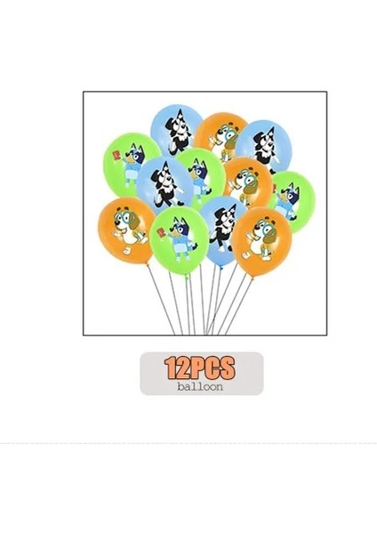 Balonlar-12 Adet Sıcak Karikatür Mavi Blueyes Tema Doğum Günü Partisi Süslemeleri Çocuklar Tek Kullanımlık Sofra Seti Bebek Duş Mavi Parti Dekor Malzemeleri (Yurt Dışından)