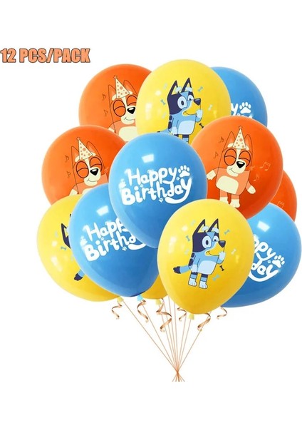 Balonlar-12 Adet Sıcak Karikatür Mavi Blueyes Tema Doğum Günü Partisi Süslemeleri Çocuklar Tek Kullanımlık Sofra Seti Bebek Duş Mavi Parti Dekor Malzemeleri (Yurt Dışından) indirimleri