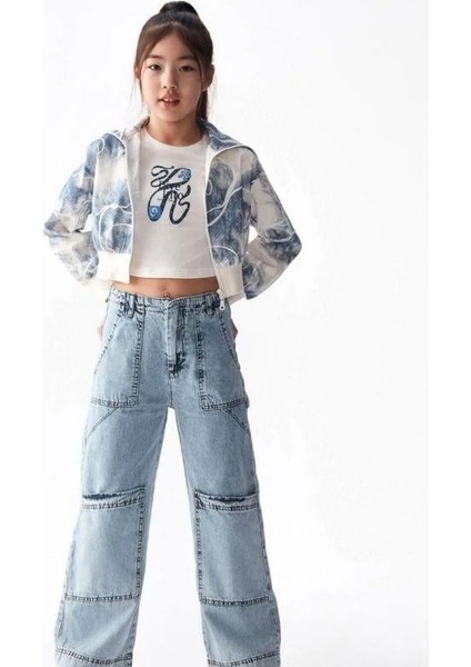 Kız Çocuk Balıkçı Yaka Fermuarlı Ince Ceket