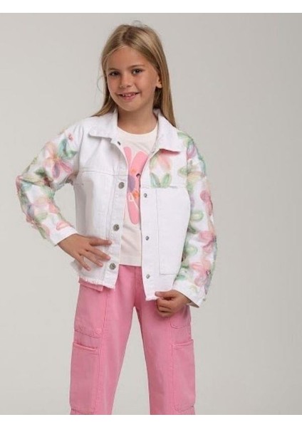 Kız Çocuk Tasarım Çiçekli Kot Ceket modelleri