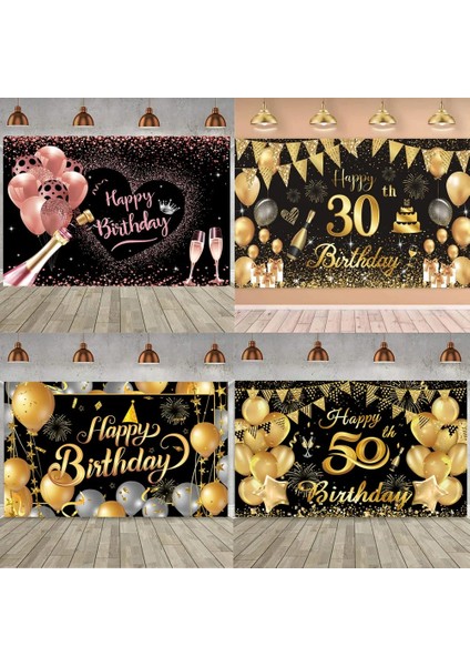 1 Takım B Gül Altın Siyah Mutlu Doğum Günü Partisi Arka Planında Banner Yetişkin Tema Parti Dekorasyon Dıy Parti Altın Glitter Fotoğraf Arka Plan Bez (Yurt Dışından) fiyatları