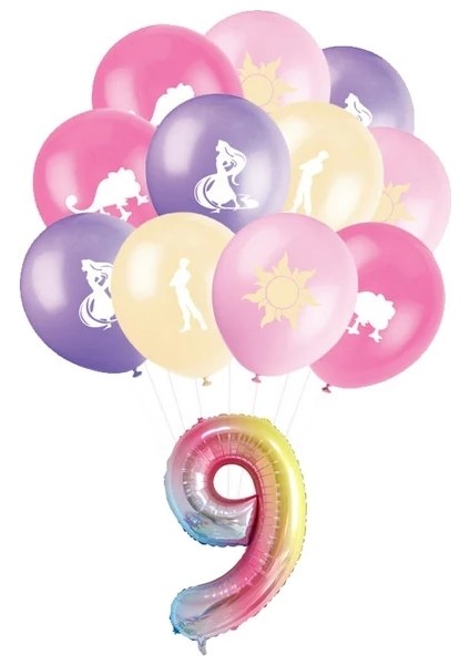 Balonlar9-21 Adet Karışık Rapunzel Prenses Parti Dekorasyon Tek Kullanımlık Sofra Plakaları Banner Balonlar Bebek Duş Kız Doğum Günü Partisi Malzemeleri (Yurt Dışından)