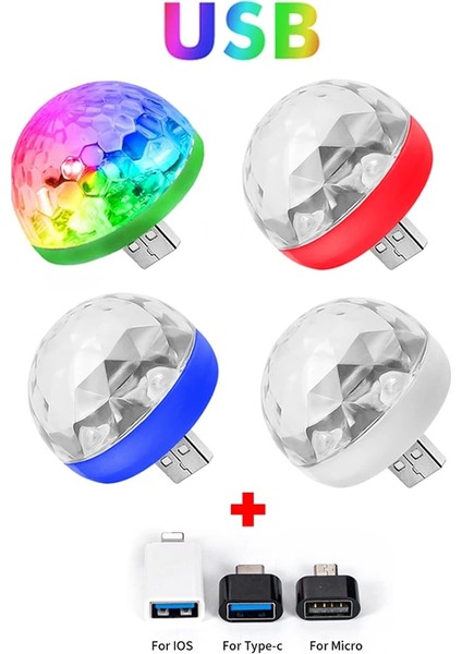 Mikro Adaptör Için Mini Taşınabilir LED Işık Taşınabilir Cep Telefonu Sahne Işıkları Rgb Projeksiyon Lambası Parti Dj Disko Lambaları Araba Atmosfer Topu Işık (Yurt Dışından)