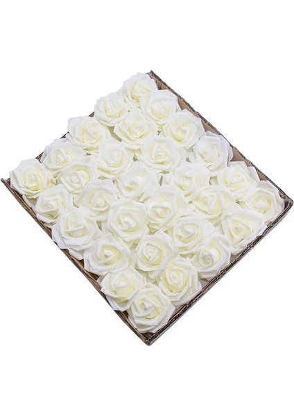 Bej 30 Adet 8 cm Yapay Çiçekler Güller 25/30/20/10 Adet Gerçek Sahte Güller Düğün Için Kök ile Dıy Buketleri Ev Yapay Çiçek Dekorasyon (Yurt Dışından)