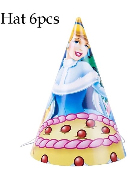 6 Adet Şapka Disney Külkedisi Kar Beyaz Prenses Tema Kağıt Tabaklar Bardak Banner Parti Dekorasyon Parti Malzemeleri Tek Kullanımlık Çatal Bıçak Kaşık Seti (Yurt Dışından)