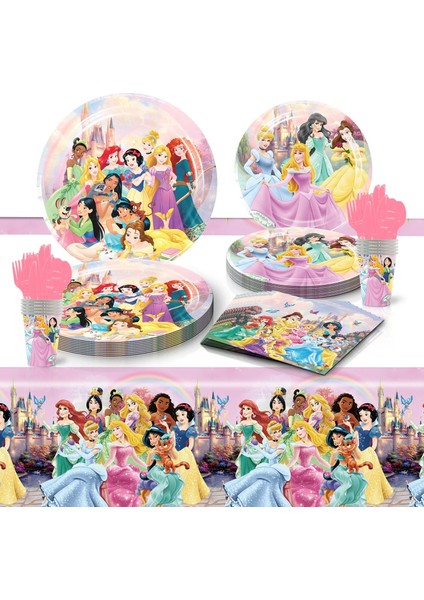 6 Adet Şapka Disney Külkedisi Kar Beyaz Prenses Tema Kağıt Tabaklar Bardak Banner Parti Dekorasyon Parti Malzemeleri Tek Kullanımlık Çatal Bıçak Kaşık Seti (Yurt Dışından)