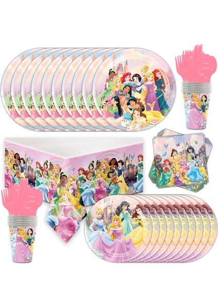 6 Adet Şapka Disney Külkedisi Kar Beyaz Prenses Tema Kağıt Tabaklar Bardak Banner Parti Dekorasyon Parti Malzemeleri Tek Kullanımlık Çatal Bıçak Kaşık Seti (Yurt Dışından)