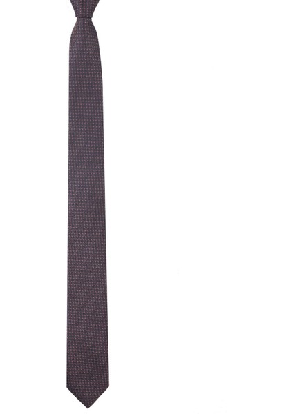 Dar Kesim Kahve - Pembe Desenli Slim 6 Cm. Hand Made Kravat