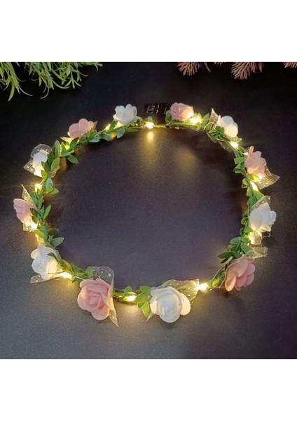 Gül 06 Glow Kafa Bandı LED Işık Hairband LED Başlık Light Up Çiçekler Çelenk Headdress Aydınlık Bantlar Glow Parti Saç Aksesuarları (Yurt Dışından)