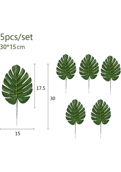 5 ADET-30 x 15 cm Yapay Bitkiler Tropikal Palmiye Yaprakları Dekorasyon Yaz Hawaii Orman Doğum Günü Partisi Dıy Düğün Ev Bahçe Dekor Sahte Bitki (Yurt Dışından)
