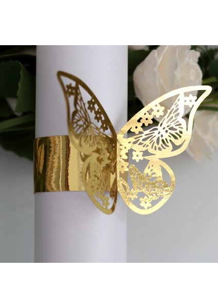 Şerit 25 Adet 3D Kelebek Kağıt Peçete Halkası Altın Peçete Bandı Lazer Kesim Altın Havlu Yuvarlak Düğün Dekorasyon Için Ev Masa Aksesuarları (Yurt Dışından) fiyatları
