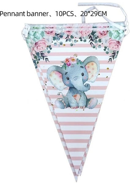 Banner 1 Takım Pembe Fil Bebek Duş Tema Parti Kağıt Tabak Peçete Tek Kullanımlık Sofra Kız Doğum Günü Partisi Bir Bebek Duş Balon Kaynağı (Yurt Dışından)