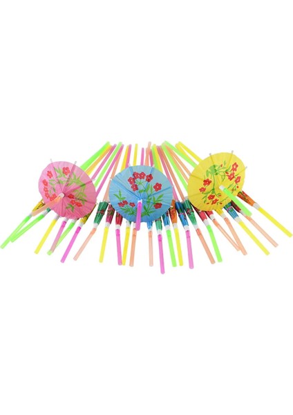 50 Adet 50 Adet Tropikal Şemsiye Tek Kullanımlık Kağıt Payet Şemsiye Flamingo Pipet Suyu Hawaii Doğum Günü Düğün Parti Dekor (Yurt Dışından)