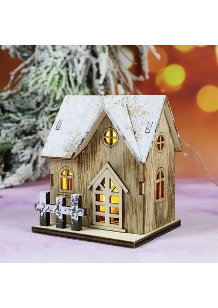 Stil 2 Noel LED Işık Ahşap Ev Aydınlık Kabin Noel Süslemeleri Ev Dekor Peri Gece Lambası Kolye Pervane Yeni Yıl Hediyesi (Yurt Dışından)