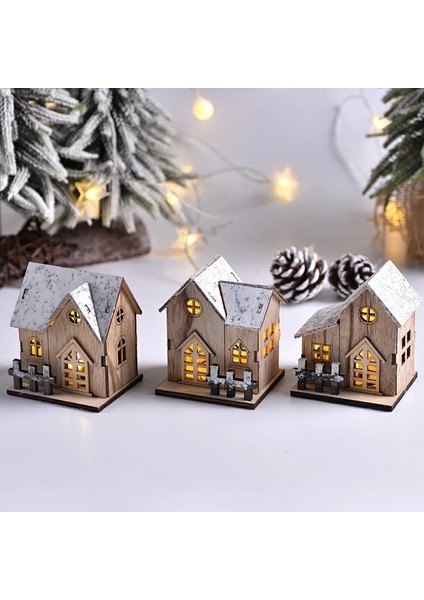 Stil 2 Noel LED Işık Ahşap Ev Aydınlık Kabin Noel Süslemeleri Ev Dekor Peri Gece Lambası Kolye Pervane Yeni Yıl Hediyesi (Yurt Dışından)