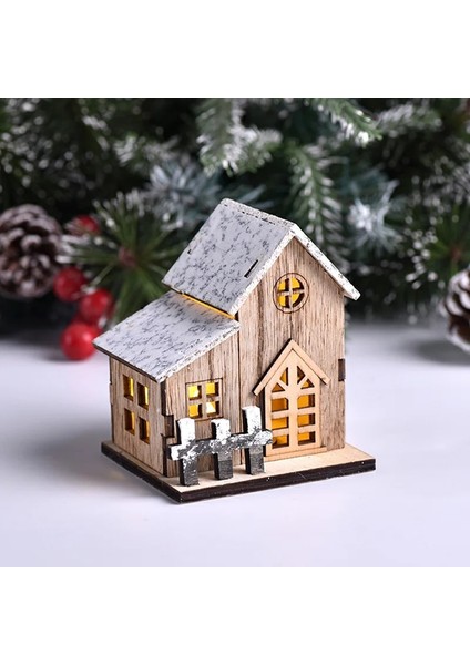 Stil 2 Noel LED Işık Ahşap Ev Aydınlık Kabin Noel Süslemeleri Ev Dekor Peri Gece Lambası Kolye Pervane Yeni Yıl Hediyesi (Yurt Dışından)