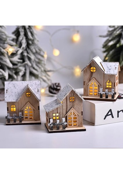 Stil 2 Noel LED Işık Ahşap Ev Aydınlık Kabin Noel Süslemeleri Ev Dekor Peri Gece Lambası Kolye Pervane Yeni Yıl Hediyesi (Yurt Dışından)