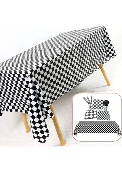 Plate-7inch Beyaz Damalı Bayrak Masa Örtüsü Tek Kullanımlık Masa Örtüsü Plaka Bardak Balonlar Yarış Parti Süslemeleri Çocuk Doğum Günü Parti Malzemeleri (Yurt Dışından) modelleri