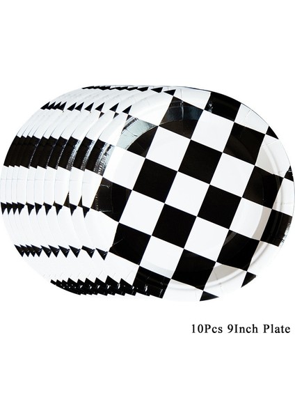 Plate-7inch Beyaz Damalı Bayrak Masa Örtüsü Tek Kullanımlık Masa Örtüsü Plaka Bardak Balonlar Yarış Parti Süslemeleri Çocuk Doğum Günü Parti Malzemeleri (Yurt Dışından) fırsatları