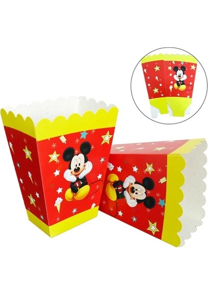 6 Adet Patlamış Mısır Kutusu Mickey Mouse Çocuk Doğum Günü Partisi Süslemeleri Tek Kullanımlık Sofra Plaka Peçete Bardak Masa Örtüsü Noel Sofra Çocuk Yemeği Seti (Yurt Dışından)