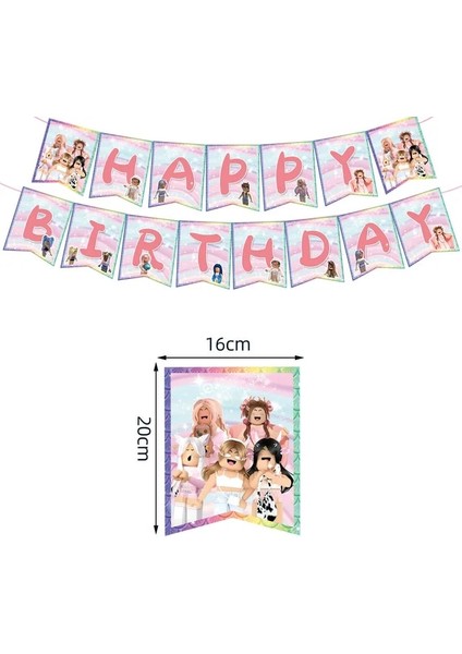 Mutlu Yıllar Bayrağı Robot Oyunu Mutlu Doğum Günü Dekorasyon Sofra Seti Kağıt Tabak Bardak Saman Parti Malzemeleri Lateks Balon Bebek Duş Dekorasyon (Yurt Dışından)