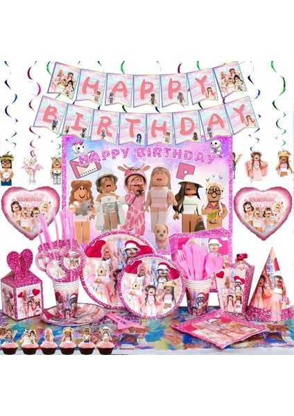 Mutlu Yıllar Bayrağı Robot Oyunu Mutlu Doğum Günü Dekorasyon Sofra Seti Kağıt Tabak Bardak Saman Parti Malzemeleri Lateks Balon Bebek Duş Dekorasyon (Yurt Dışından) fiyatları