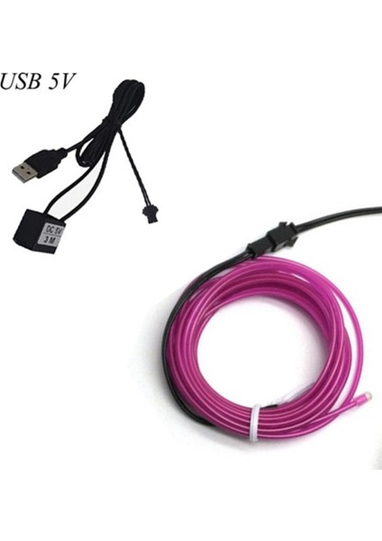 USB Mor 3 Metre Esnek Neon Hafif Parlamalı El Tel Halat Kablo Noel Dans Rave Dekorasyon Için LED Işıkları Dıy Ayakkabı Giyim USB LED Şerit Lamba (Yurt Dışından)