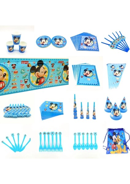 Caps6-6pcs Disney Mickey Mouse Mutlu Doğum Günü Partisi Süslemeleri Çocuk Plaka Bardak Saman Peçete Tek Kullanımlık Sofra Bebek Duş Olay Parti Seti (Yurt Dışından) modelleri