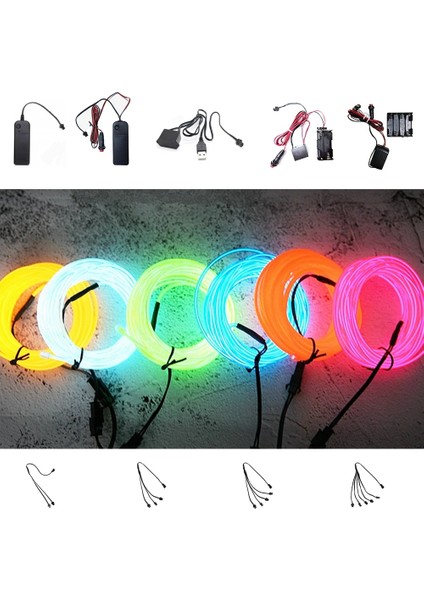 3V Pil Kutusu Sarı 1m El Tel Neon Işık LED Neon Halat Işık Şeridi Karanlıkta Glow Parti Cosplay Kostüm Dans Bar Burcu Dıy Glow Parti Dekorasyon (Yurt Dışından)