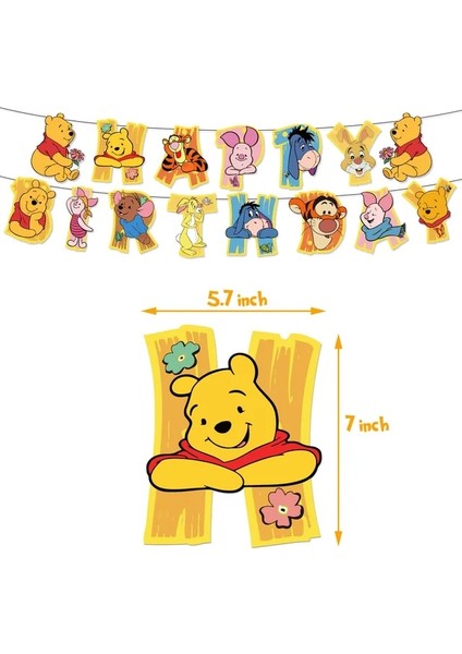 Banner-1pack Disney Winnie The Pooh Parti Malzemeleri Tek Kullanımlık Sofra Doğum Günü Süslemeleri Kağıt Peçete Plaka Bardak Masa Örtüsü Lateks Balon (Yurt Dışından)