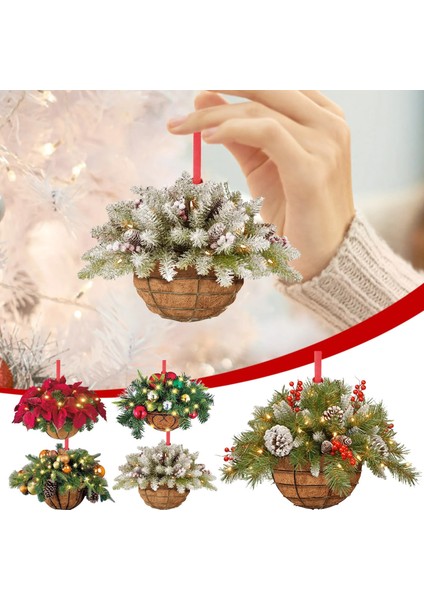 B Yapay Asılı Çiçek Sepeti Noel Kolye 2d Yeşil Kırmızı Çelenk Bitki Noel Ağacı Süsler Merry Christmas Dekorasyon Noel (Yurt Dışından) fiyatları