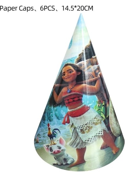 Şapka-6 Adet Disney Moana Doğum Günü Partisi Dekorasyon Malzemeleri Çocuklar Bebek Duş Sofra Bardak Tabaklar Afiş Balonlar Olay Dekor Hediye Şekeri (Yurt Dışından)