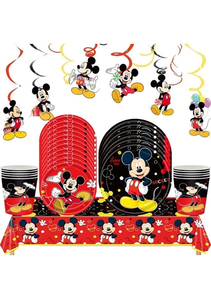 Kırmızı Hediye Çantası-6 Adet Mickey Mouse Doğum Günü Partisi Malzemeleri ve Süslemeleri Mickey Mouse Parti Malzemeleri Banner Plaka Balonları ile 10 Konuğa Hizmet Vermektedir (Yurt Dışından)