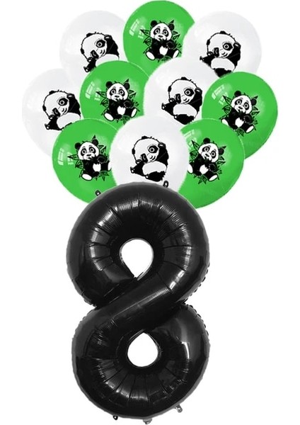 11 Adet Set 8 Panda Doğum Günü Balonları Banner Kek Topper Bebek Duş Parti Dekorasyon Çocuklar Çocuklar Için Bambu Hayvan Şişme Panda Tabaklar Bardaklar (Yurt Dışından)